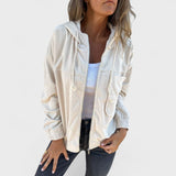 Pavla - Sametový kabát s kapucí a zipem