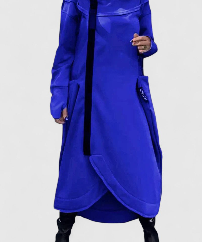 MARIE-Dlouhý kabát s kapucí a zipem