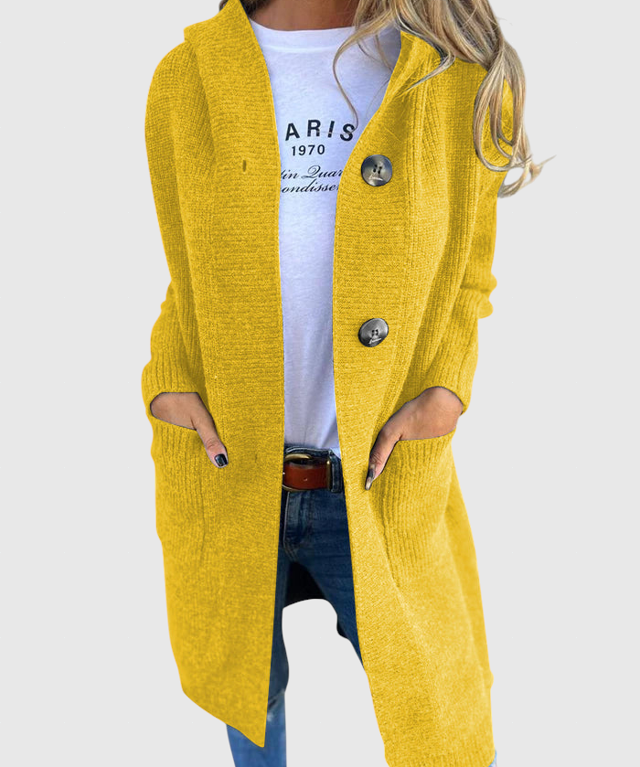 Giselle – Dlouhý pletený kabát s kapucí