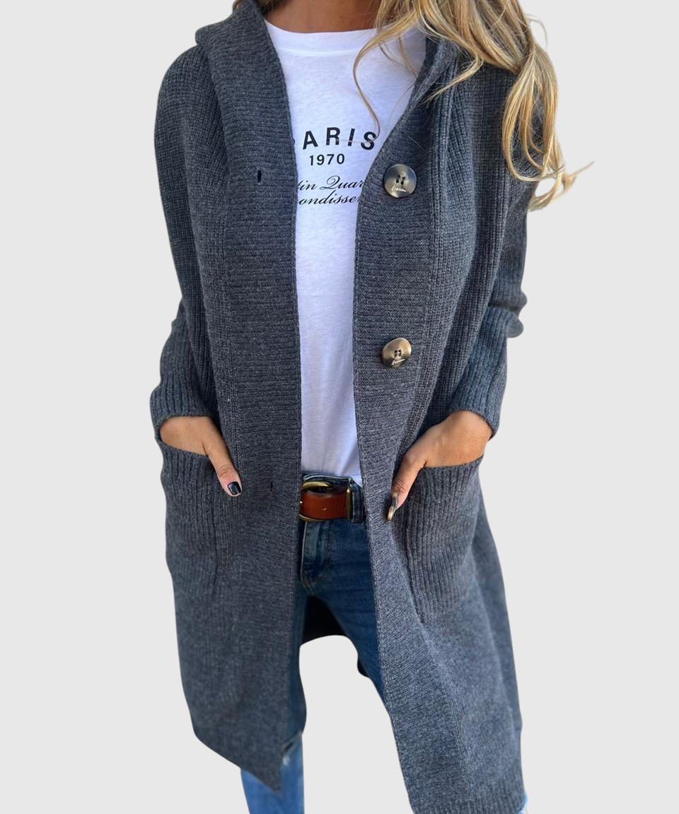 Giselle – Dlouhý pletený kabát s kapucí