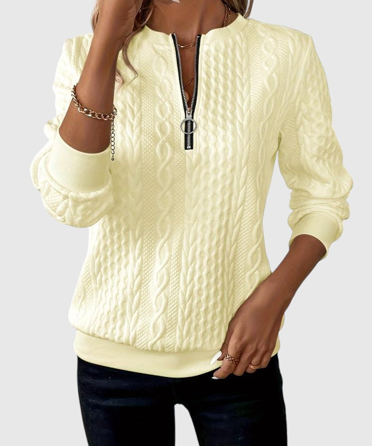 Amalie - Pletený svetr s copánkovým vzorem na zip