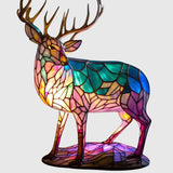 Skleněná lampa s designem jelena a peří