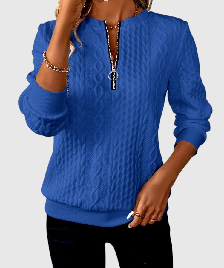 Amalie - Pletený svetr s copánkovým vzorem na zip