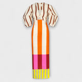 Kaya - Maxi šaty s výstřihem a balónovými rukávy