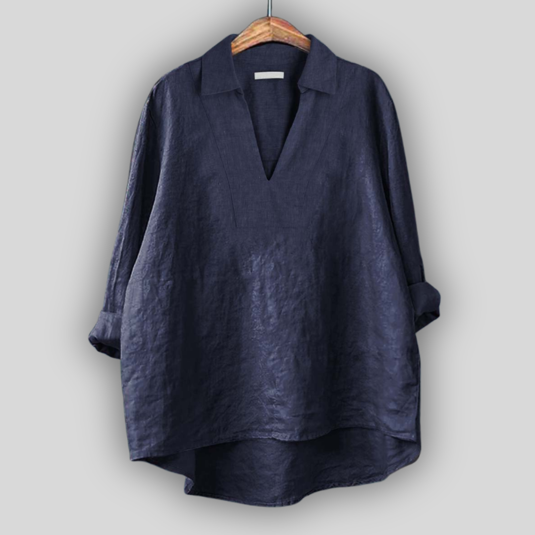 Lněná Blůza Stříbrná Elegance