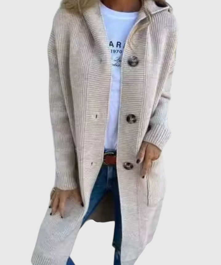 Giselle – Dlouhý pletený kabát s kapucí