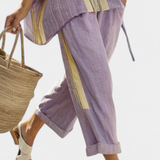 Sada z lněného bambusu s okouzlující levandulí a detaily v žlutém pruhu