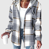 Maya – Kostkovaný ležérní kabát s kapucí