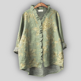 Lněná Blůza Zlatavě Zelená Aura