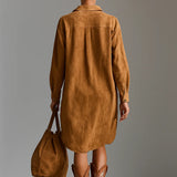 Šaty midi s volným límcem a potiskem, V- výstřih, dlouhý rukáv