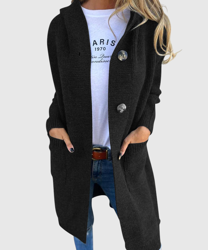 Giselle – Dlouhý pletený kabát s kapucí