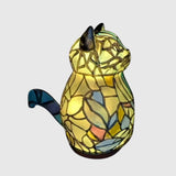 Barevná skleněná lampa s kočičím motivem a zlatým povrchem