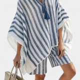 Sada pruhovaných Nancy s oversized tričkem a elegantními šortkami