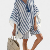 Sada pruhovaných Nancy s oversized tričkem a elegantními šortkami