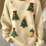 Dámský vintage vánoční svetr s kulatým výstřihem