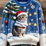 Dámské Retro Zvířecí Vánoční Umělecké Tiskové Ležérní Flanelové Tričko