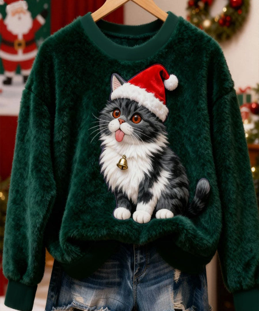Dámská vánoční kočka Flanelová mikina